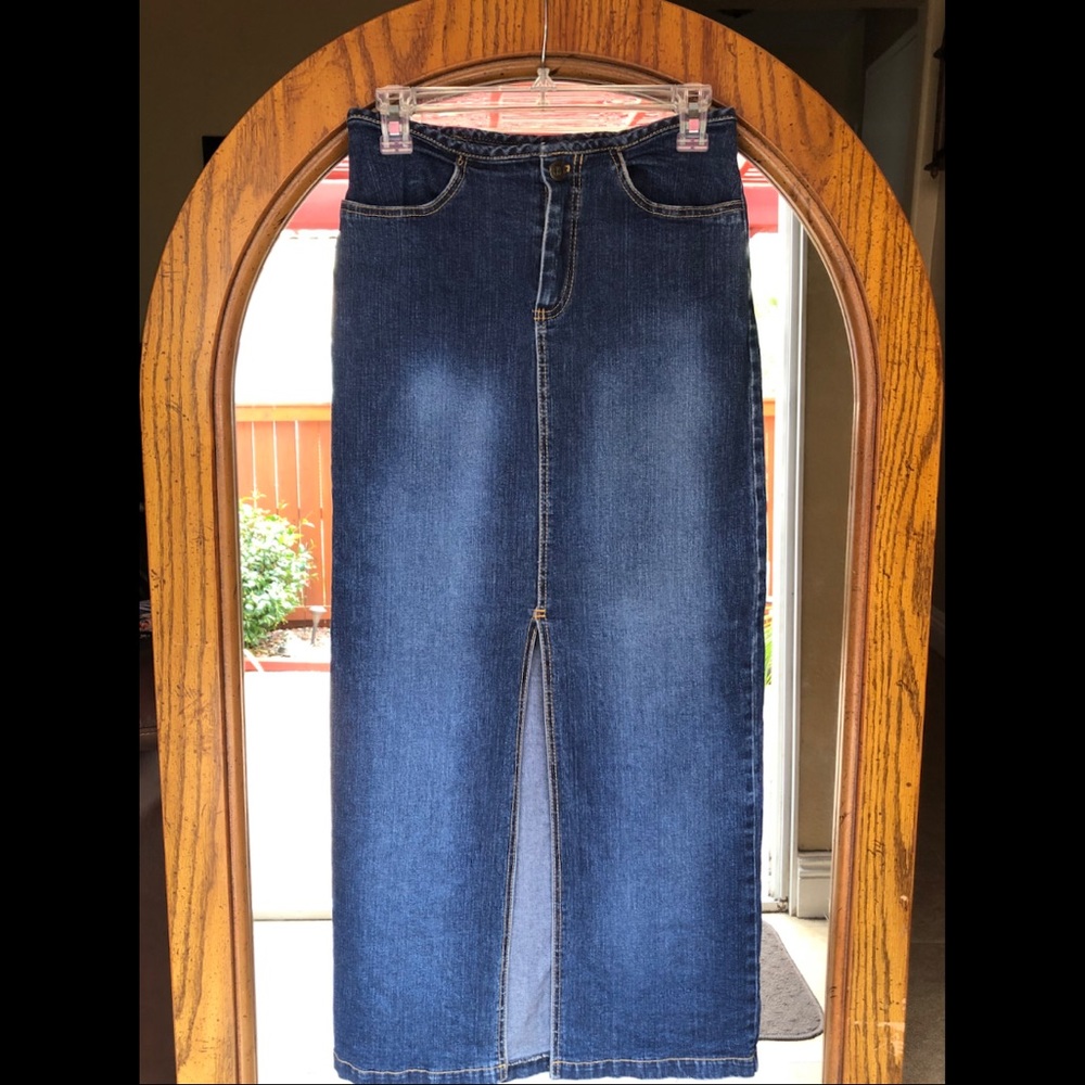Vintage denim midi skirt